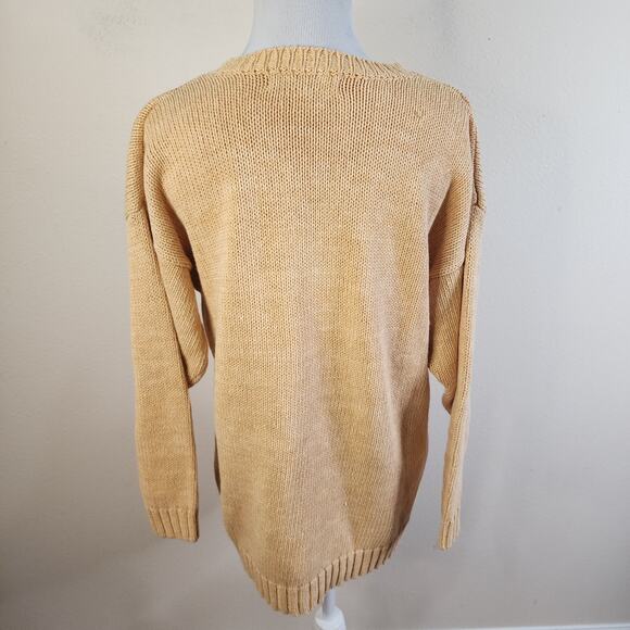 Fisherman Sweater Cable Knit Women Sz Small Apricot Ramie/Cotton Blend - Picture 5 of 8